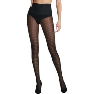 NEW COMMANDO houndstooth sheer tight in black